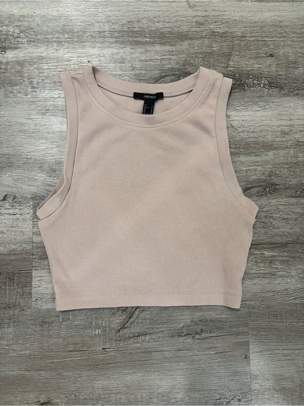 Forever 21 Light Brown Ribbed Cropped Tank